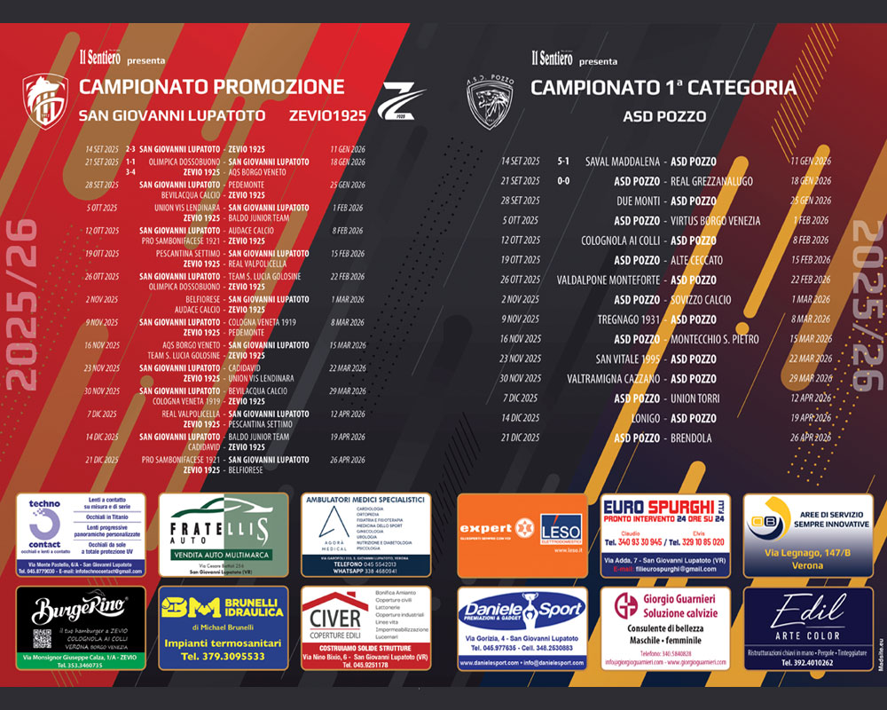 Calendario delle squadre di calcio locali