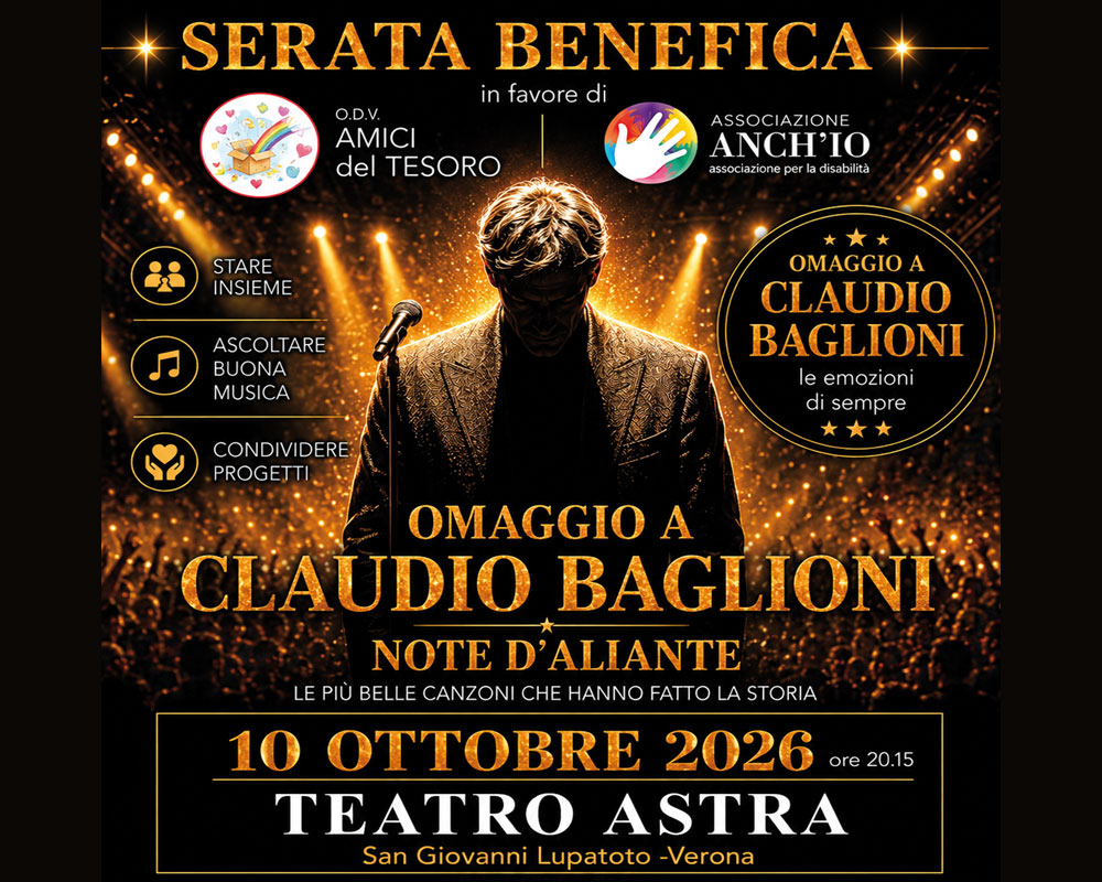 Serata benefica con gli Amici del Tesoro, omaggio a Claudio Baglioni